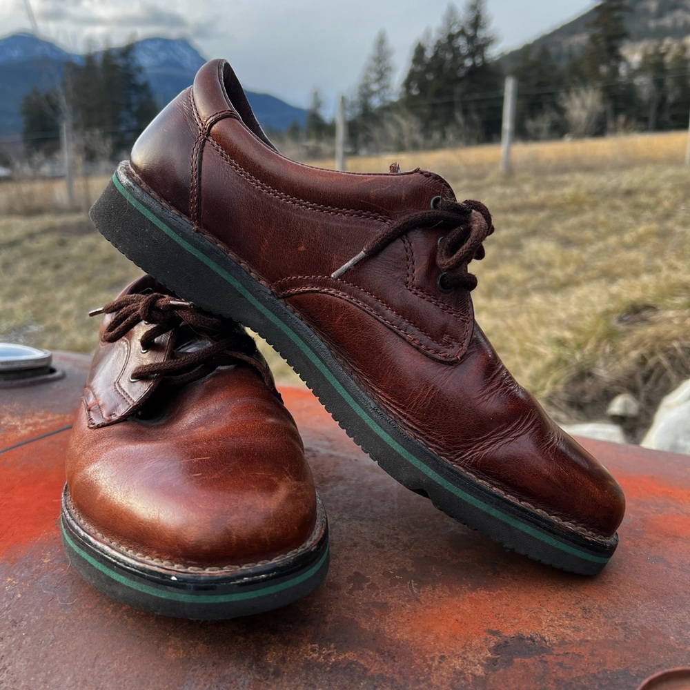 Hush Puppies The Body Shoe Brown Leather Comfort Lace-Up Shoes Mens US 9.5 Wide